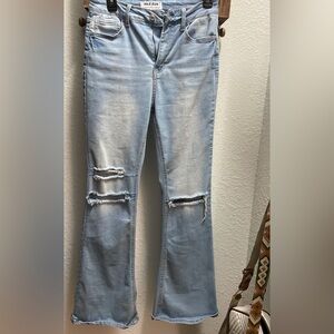 Wax Jean Sky Blue Ripped Wide Leg Jeans